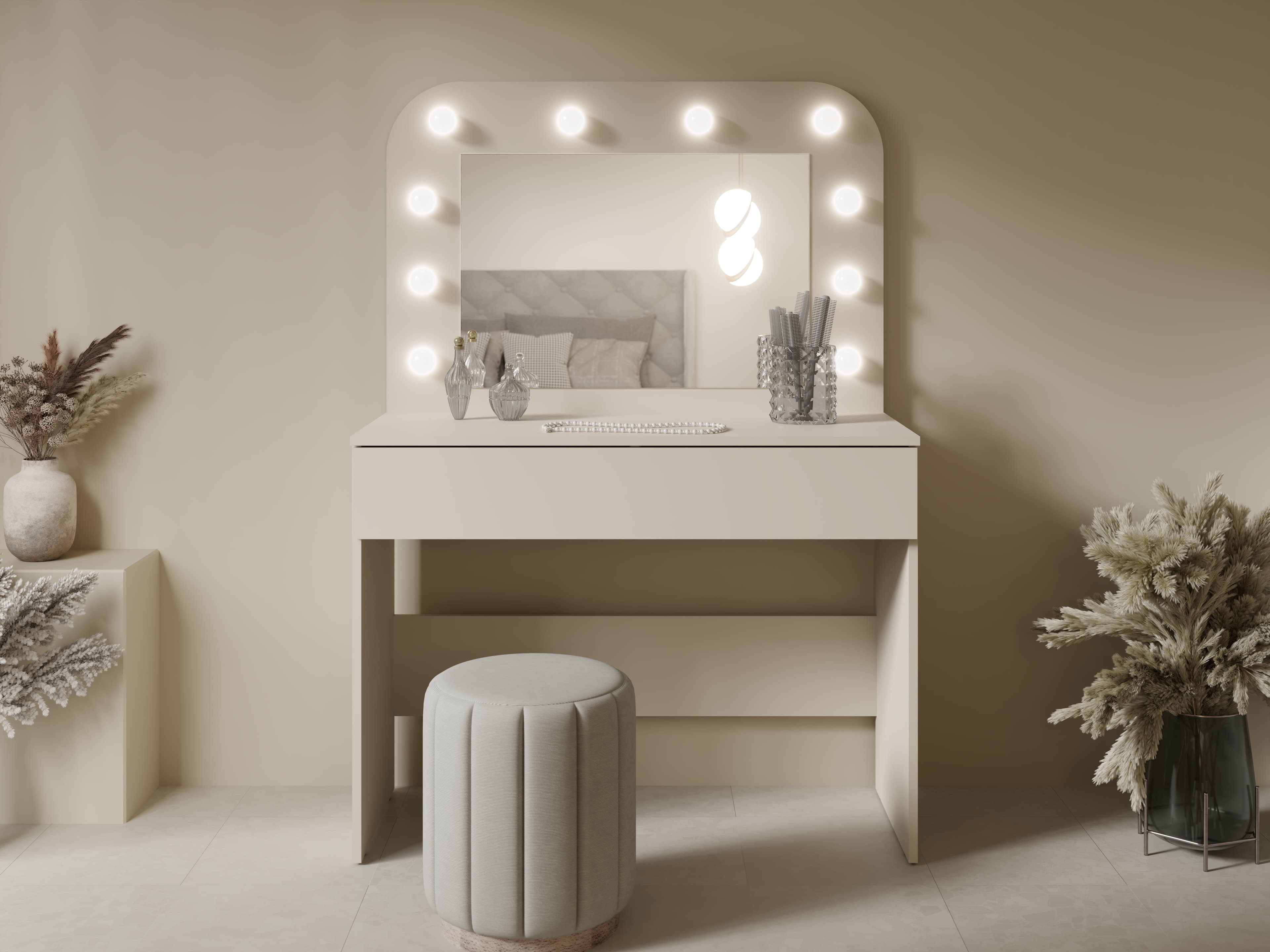 Vanity Table with Lighted Mirror
